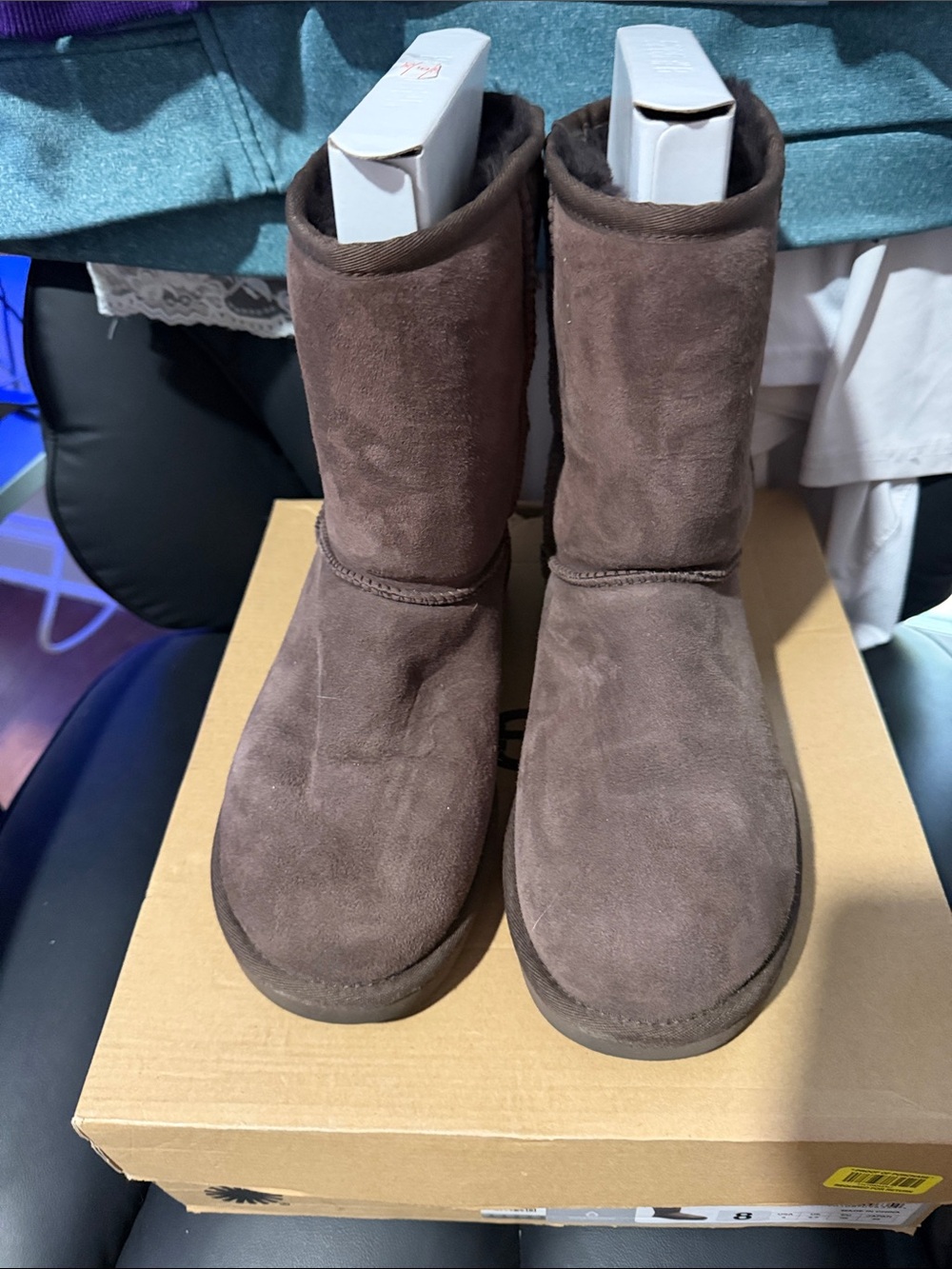 UGG Classic Short Suede Boots in Dark Brown